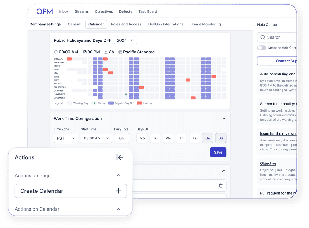 Create calendars for regions